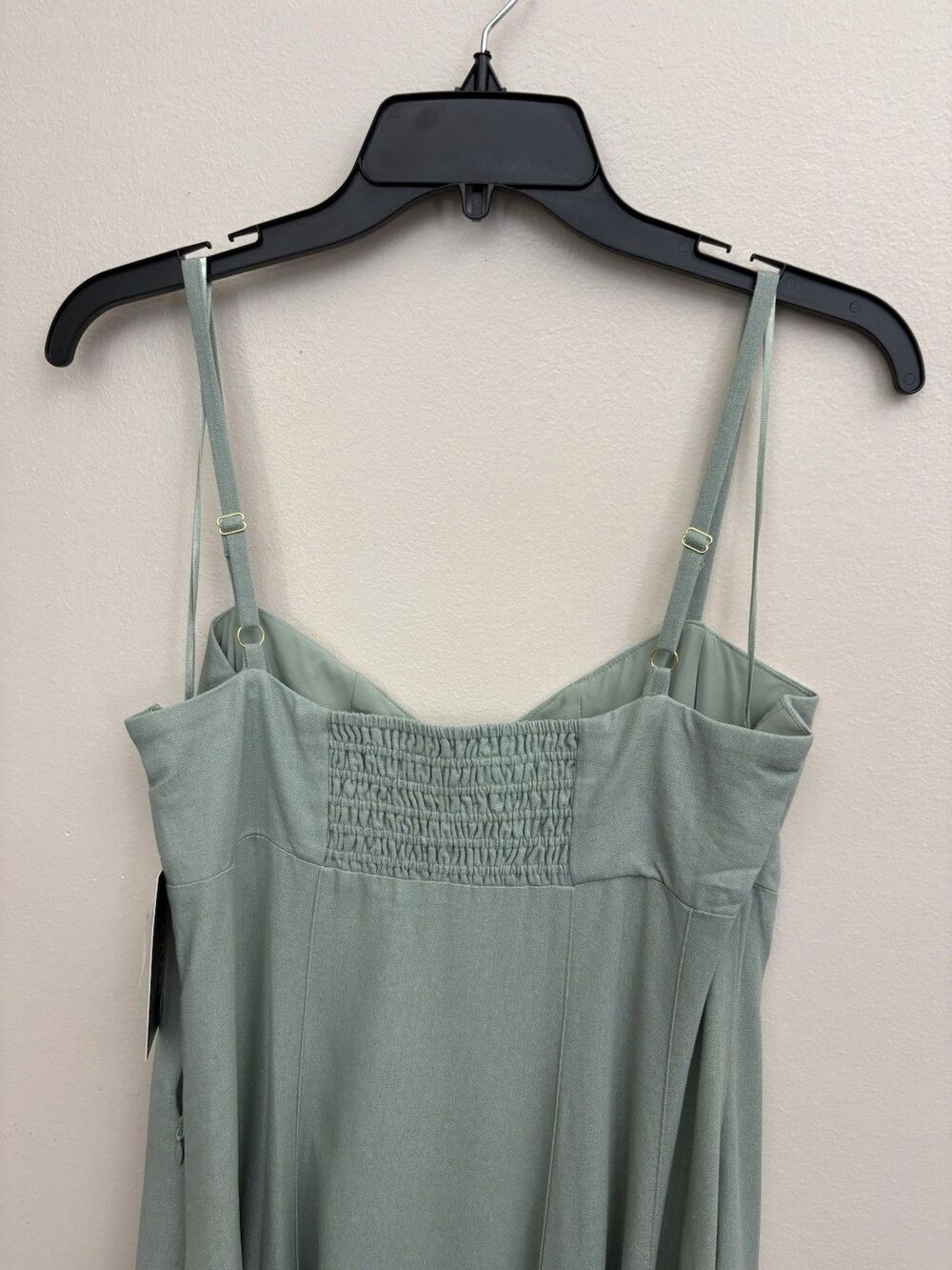 Taylor Women's Linen Blend Fit Flare Midi Dress Buttons Sage Mint Green Size 8 - Picture 13 of 15